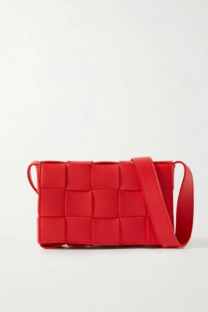 Bottega Veneta - Small Cassette Intrecciato Leather Shoulder Bag - Red