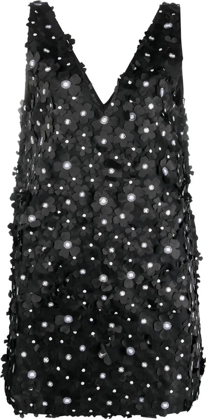 Elena floral-appliqué mini dress