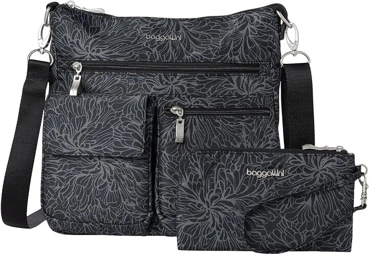 Baggallini Modern Everywhere Slim Crossbody (Midnight Blossom) Cross Body Handbags