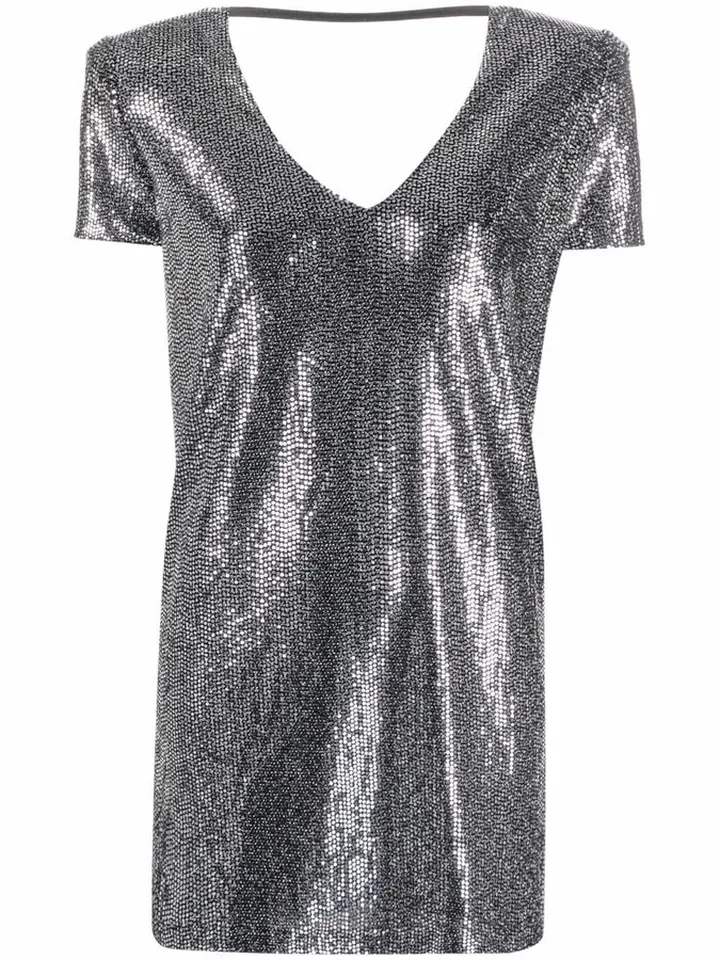 sequin-embellished V-neck dress