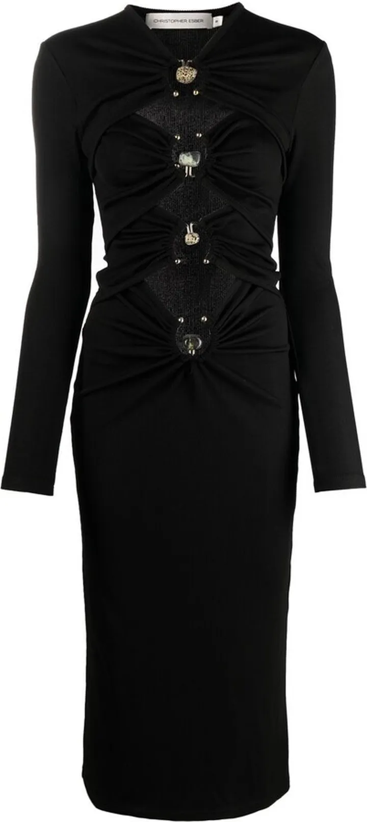 Cut-Out Detail Long-Sleeve Dress