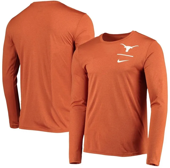 Men's Nike Texas Orange Texas Longhorns Logo Stack Legend Performance Long Sleeve T-shirt