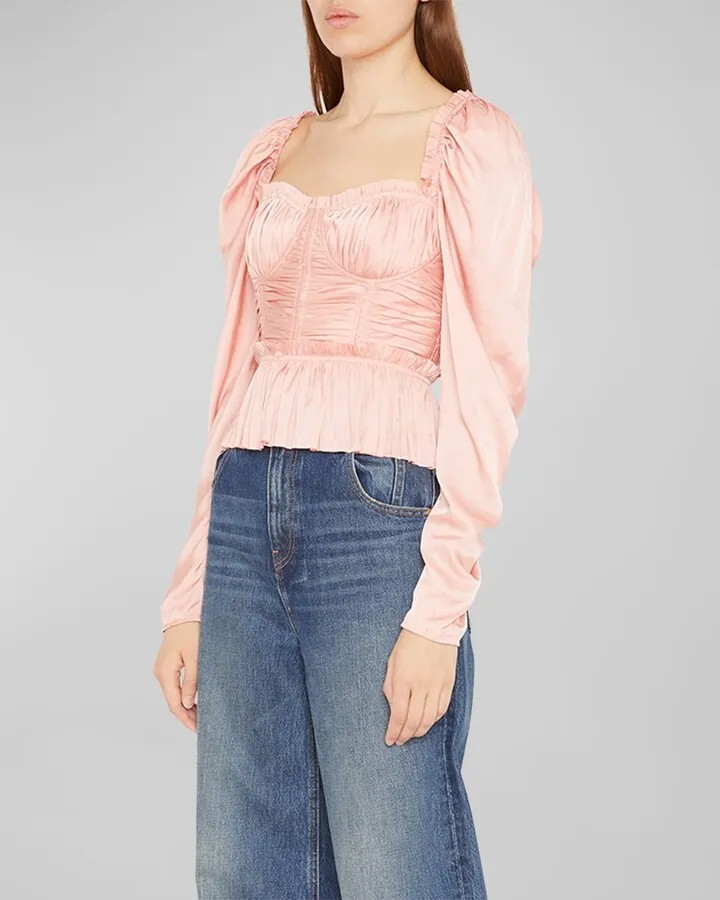 Mia Satin Bustier Peplum Blouse