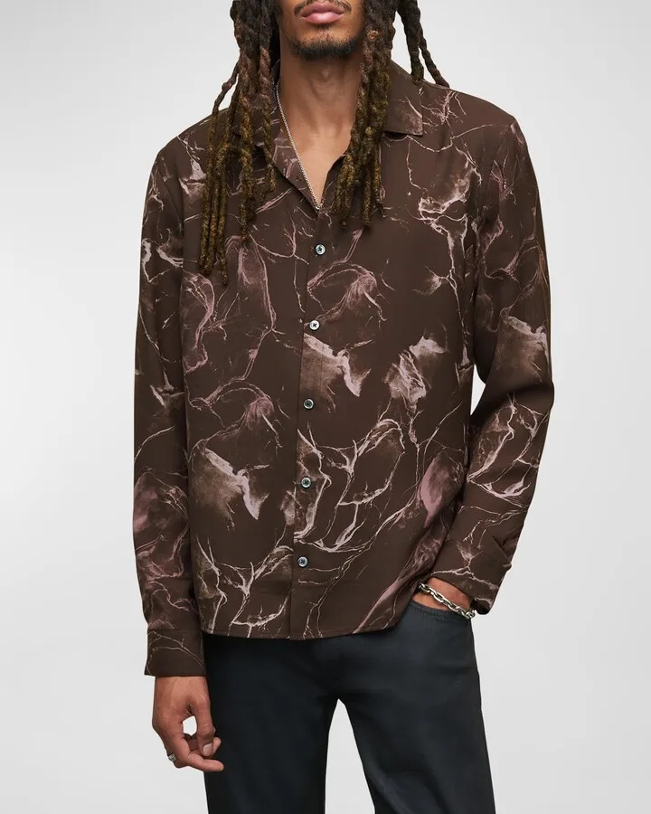 Men's Printed Straight-Hem Sport Shirt
