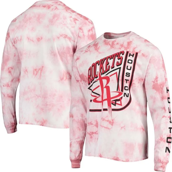 Men's Red Houston Rockets Throwback Tie-Dye Long Sleeve T-shirt
