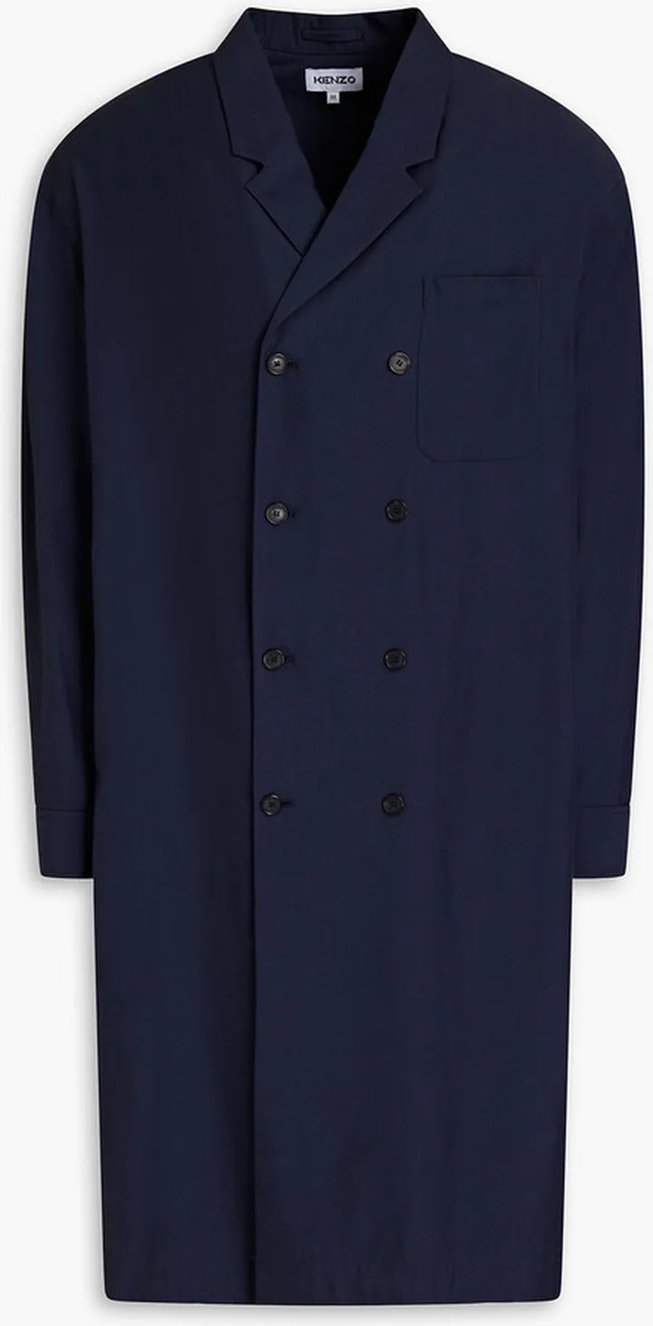 Double-breasted cotton-gabardine coat