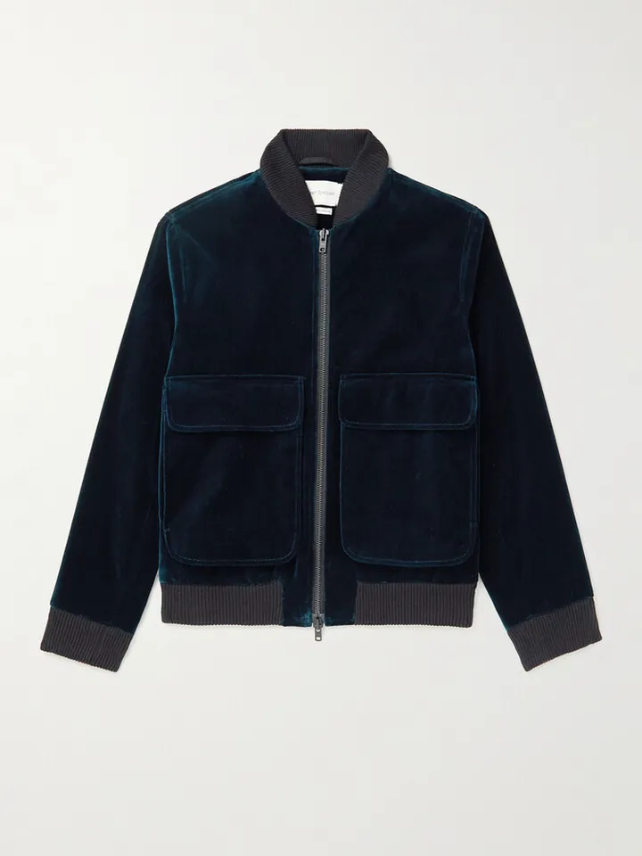 Langar Cotton-Velvet Bomber Jacket