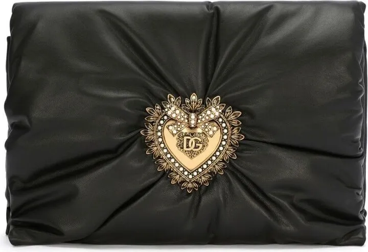 Black Padded Devotion Crossbody Bag In Calf Leather Woman