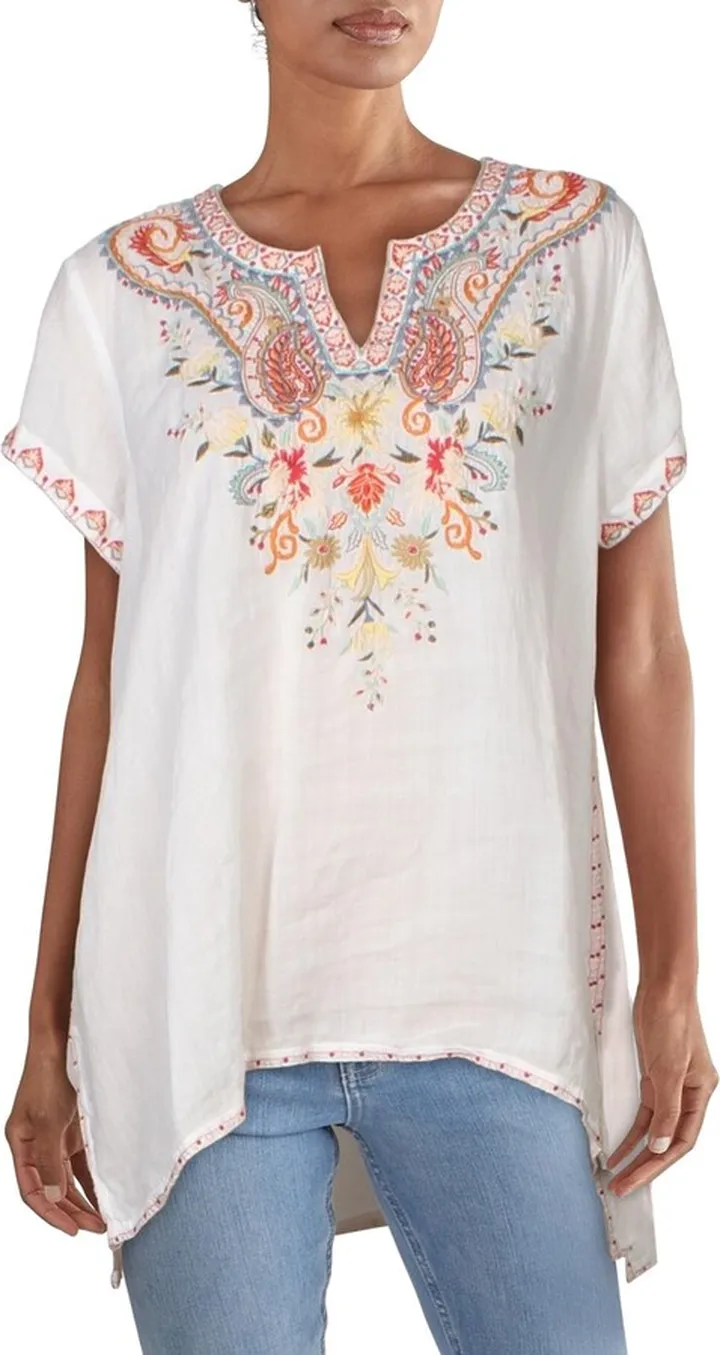 Tikal Womens Ramie Embroidered Tunic Top