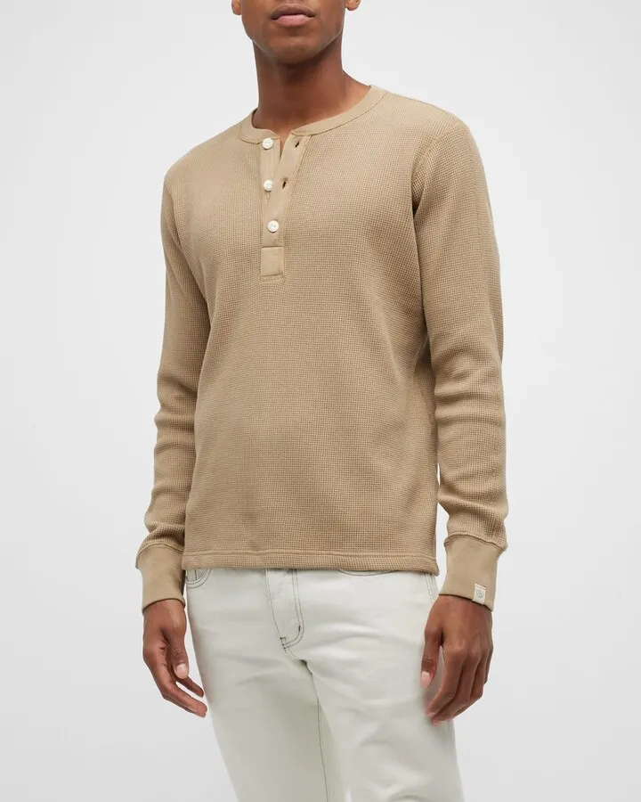 Men's Garment-Dyed Waffle Henley Shirt