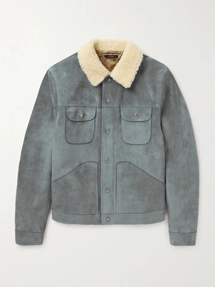 Shearling-Trimmed Suede Jacket