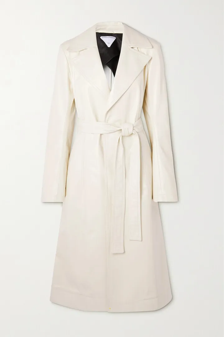 Bottega Veneta - Belted Textured-leather Trench Coat - White