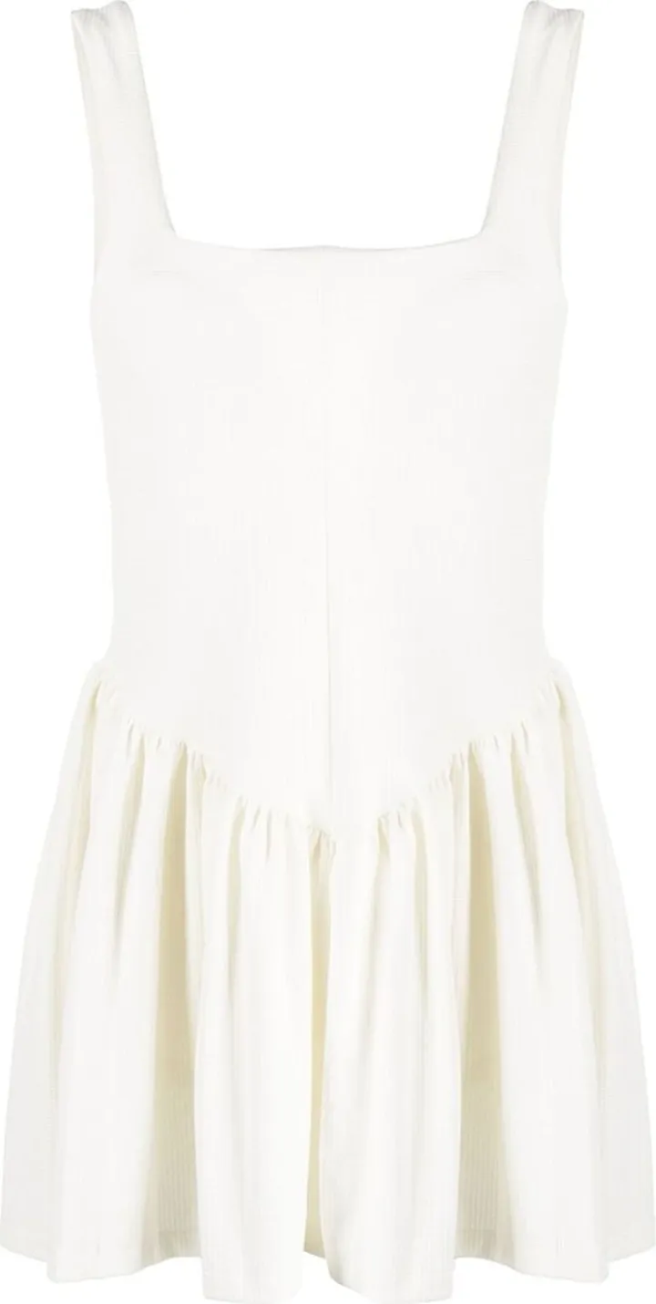 White Molla Pleated Mini Dress