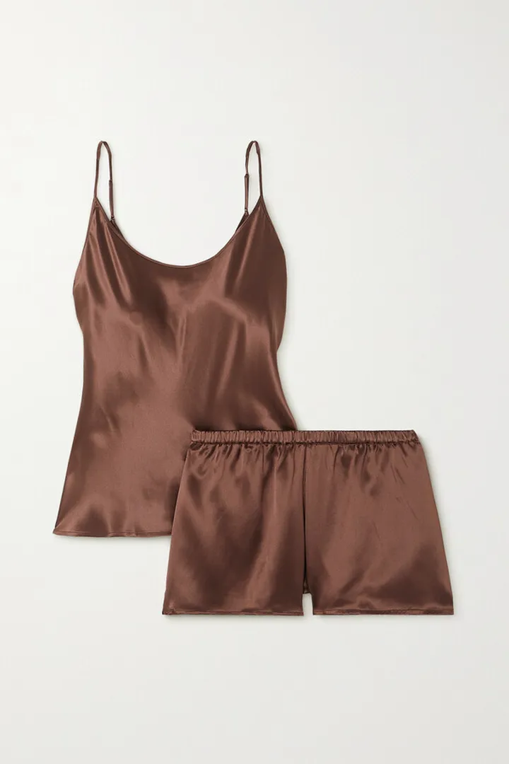 La Perla - Silk-satin Pajama Set - Brown