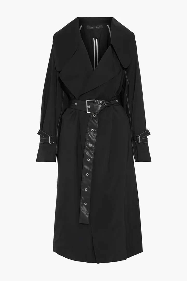 Oversized belted wool-blend trench coat