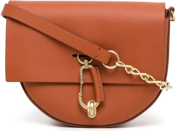 Curve-Edge Leather Crossbody Bag
