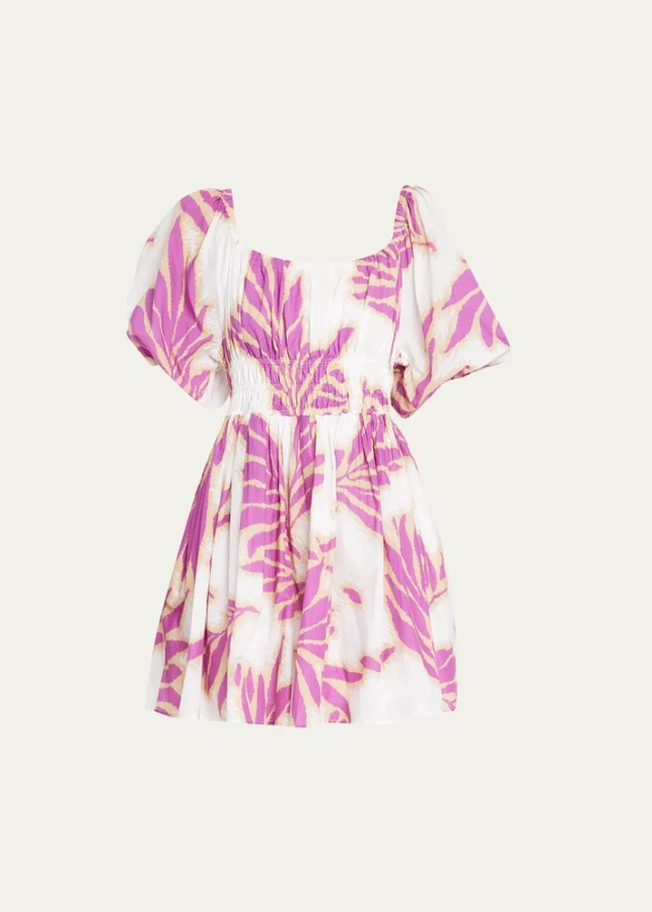 Ohara Puff-Sleeve Cinched Mini Dress