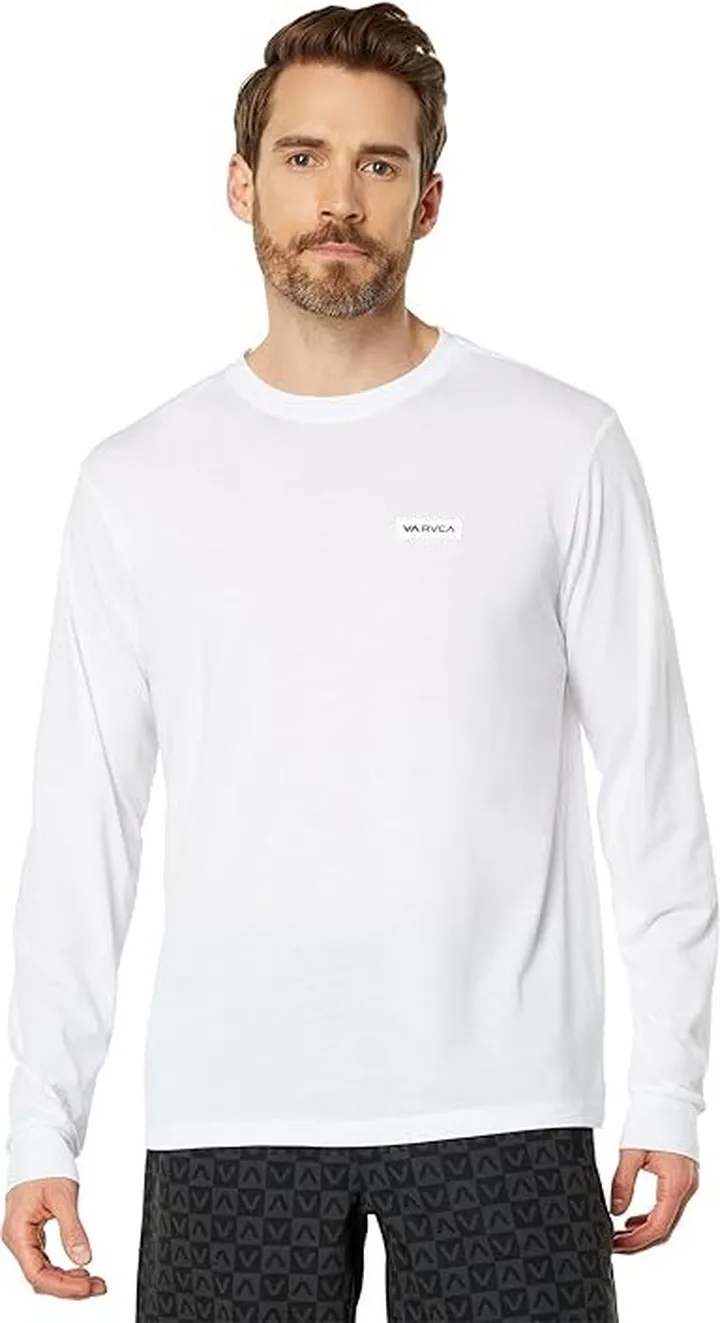 RVCA Icon Long Sleeve Tee (White) Men's Clothing