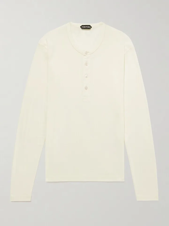 Tencel and Cotton-Blend Jersey Henley T-Shirt