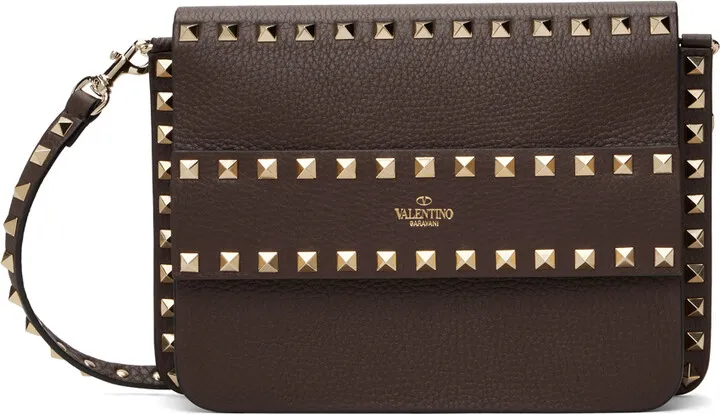Valentino Garavani Brown Small Rockstud Crossbody Bag