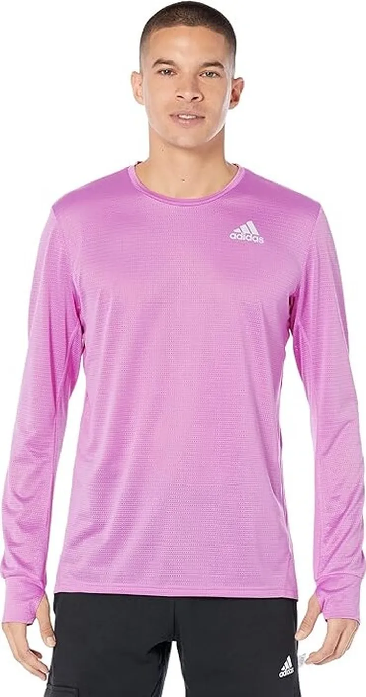 adidas Own The Run Long Sleeve Tee (Pulse Lilac) Men's Clothing