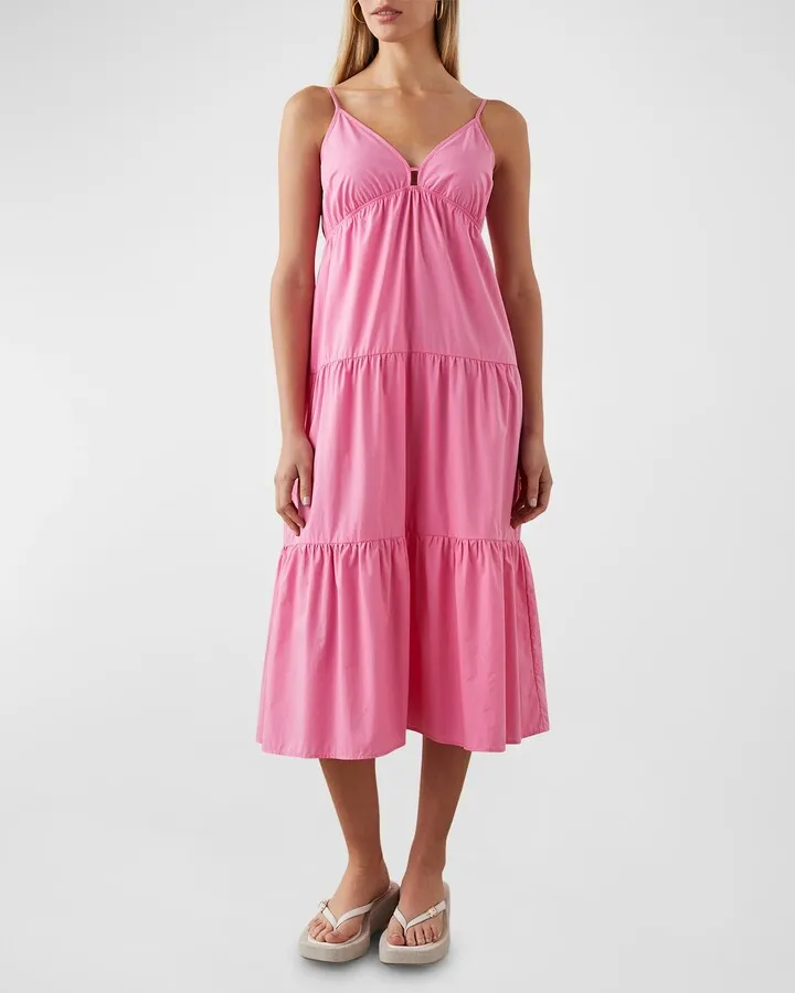Avril Tiered Poplin Midi Dress