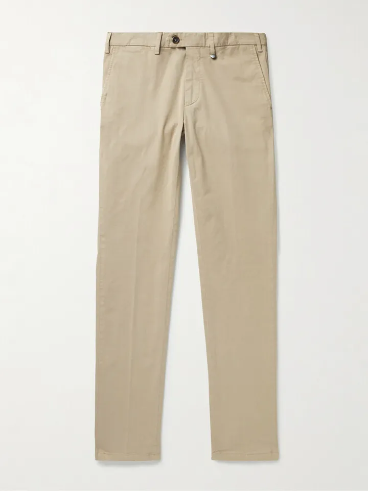 Straight-Leg Cotton-Blend Twill Chinos