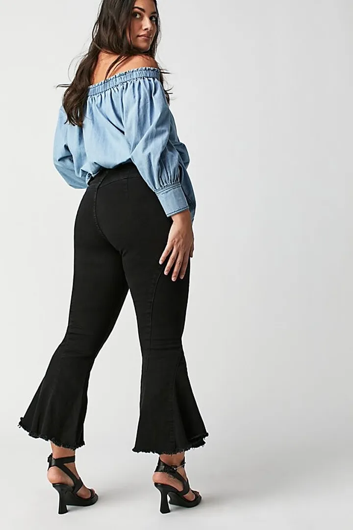 CRVY Last Dance Low-Rise Flare Jeans by We The Free at Free People