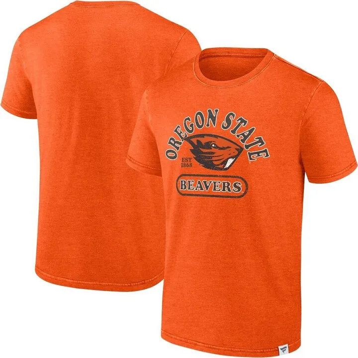 Men's Fanatics Branded Heather Orange Oregon State Beavers Old-School Pill Enzyme Washed T-shirt
