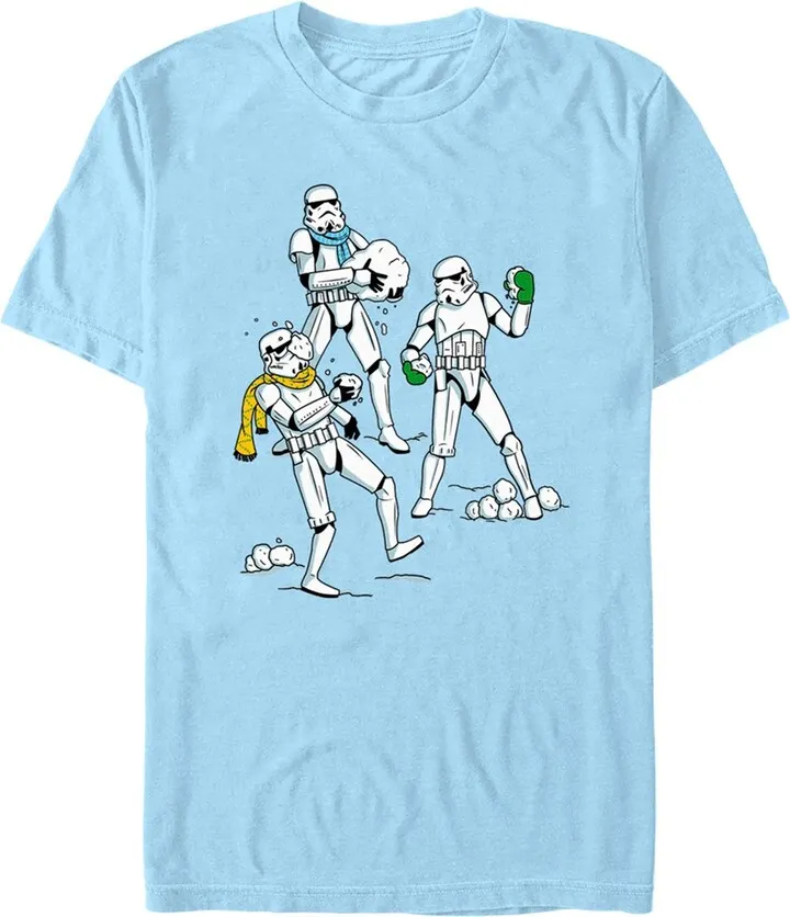 Men's Star Wars: A New Hope Stormtroopers Snowball Fight T-Shirt - Light Blue - 2X Large