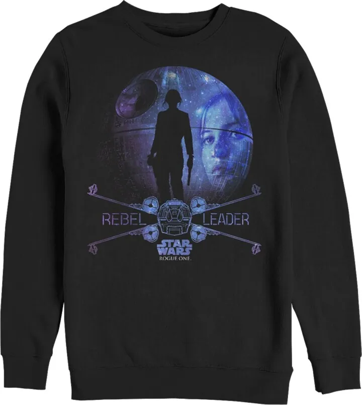 Men's Star Wars Rogue One Jyn Death Star Galaxy Sweatshirt - Black - Large