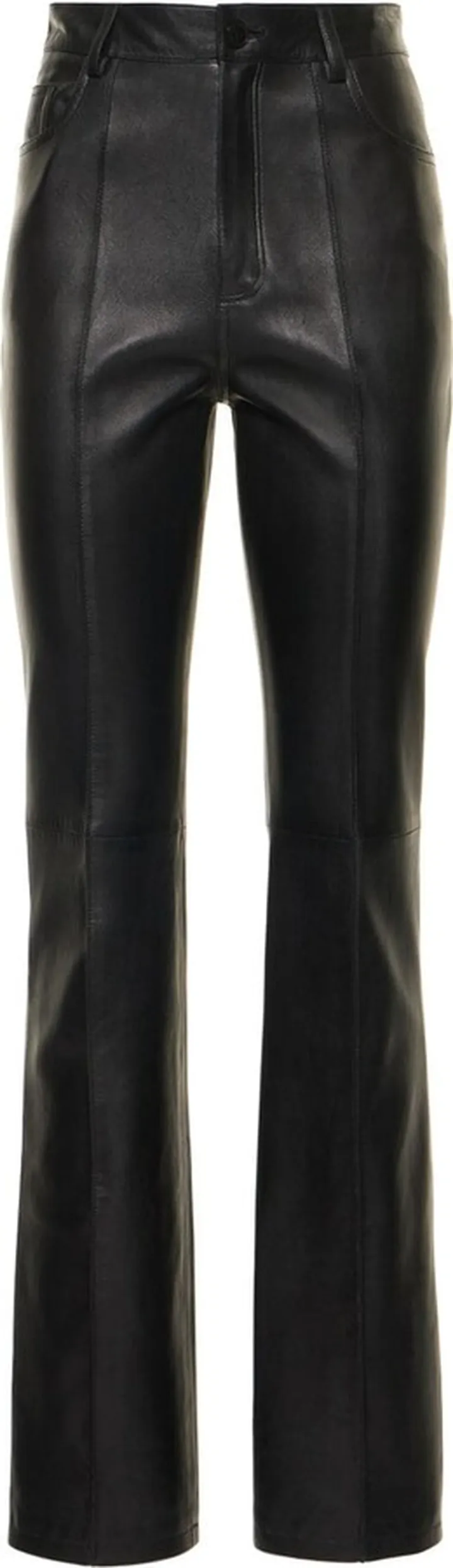 Leather straight pants