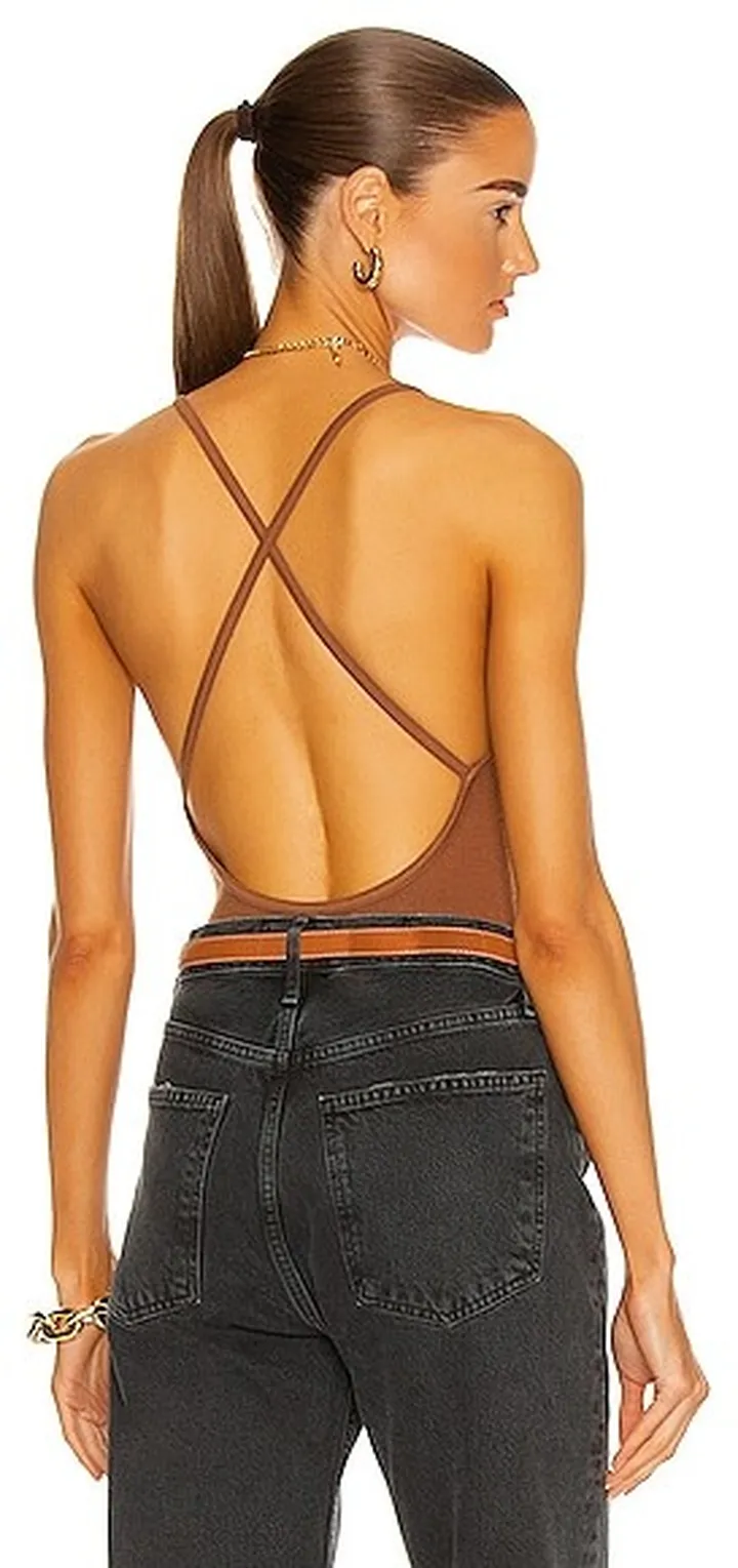 AGOLDE Dhalia Scoop Bodysuit in Brown