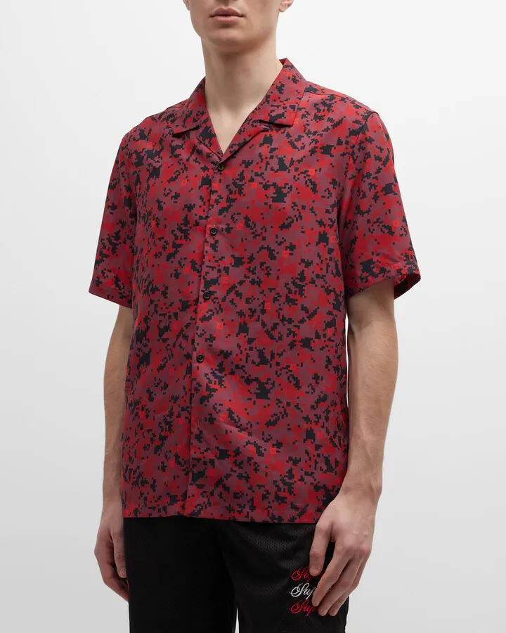Men's Digital Camo Artwork Camp Shirt