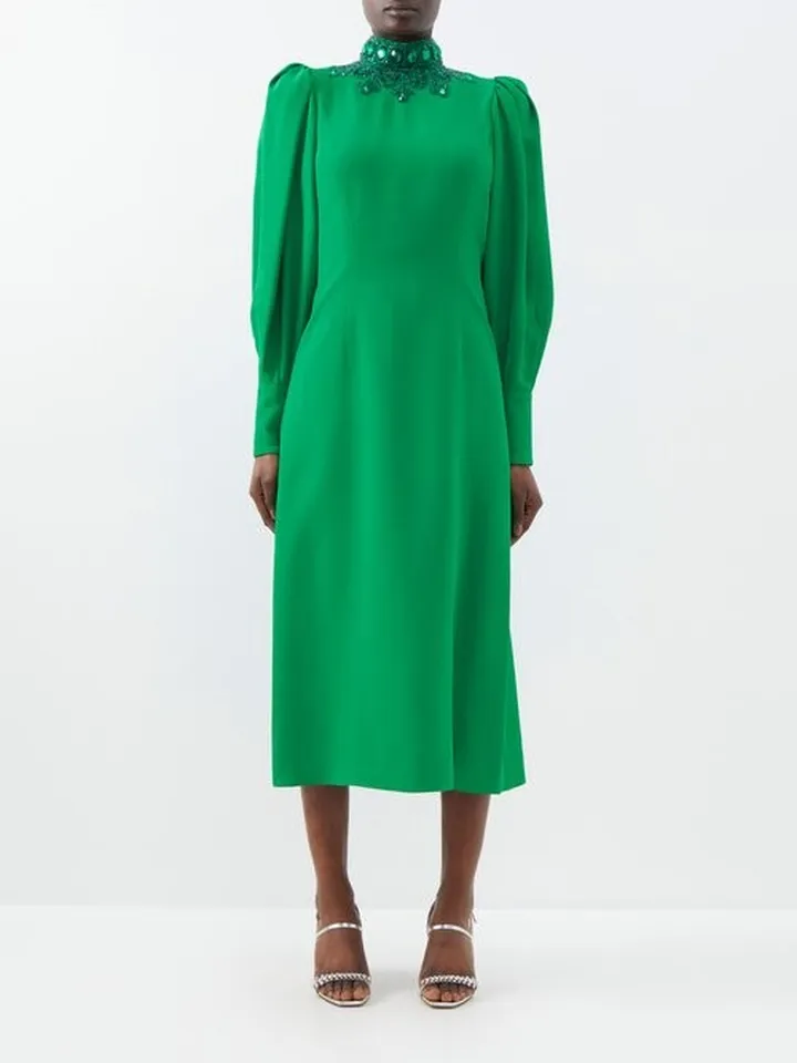 Crystal-embellished Crepe Midi Dress