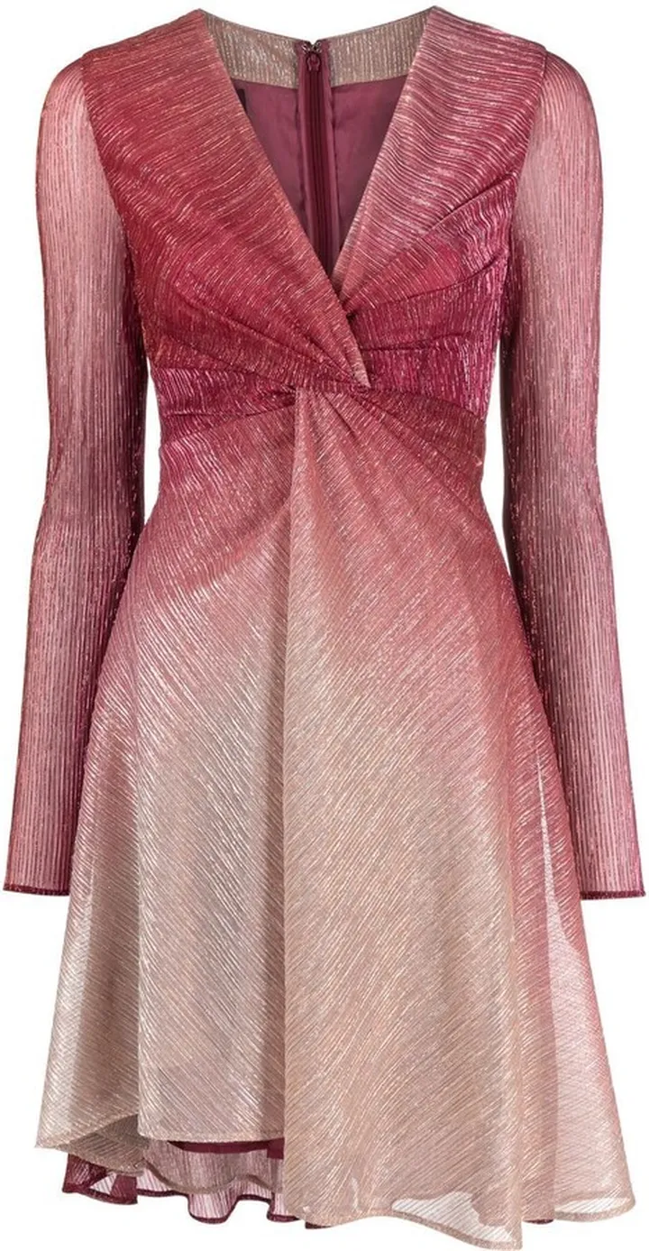 metallic-effect V-neck mini dress