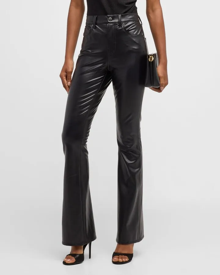 Beverly High Rise Skinny Flared Faux Leather Jeans
