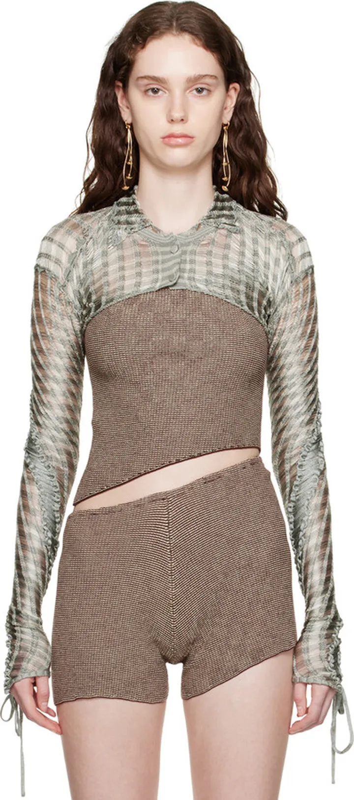 Isa Boulder Blue Spiral Collar Cardigan