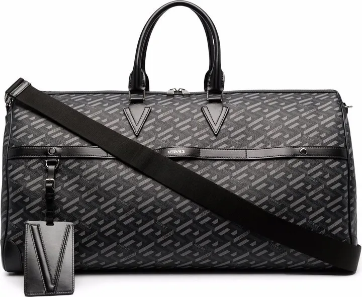 Black La Greca Print Weekend Bag