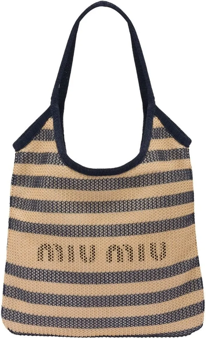 Layered Striped Mesh Tote Bag