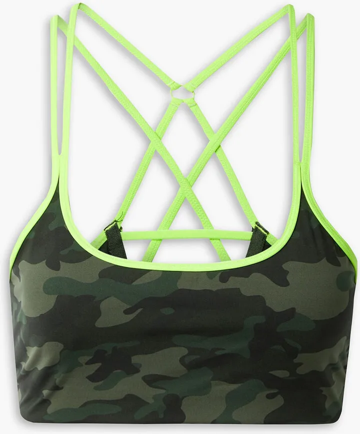 Strappy Chorus camouflage-print stretch sports bra