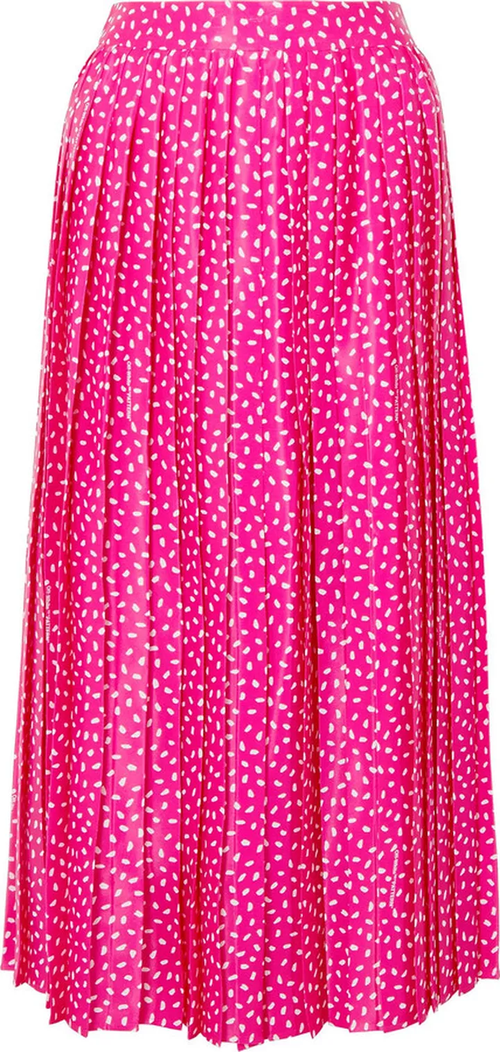 Pleated printed satin wide-leg pants
