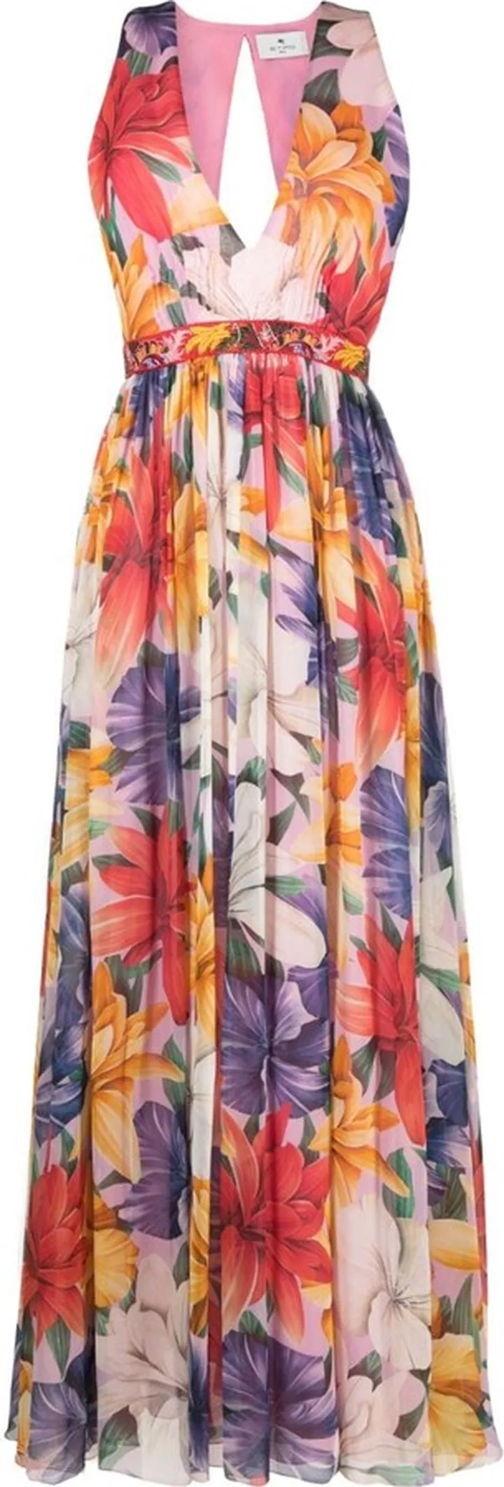 Floral-Print Silk Dress