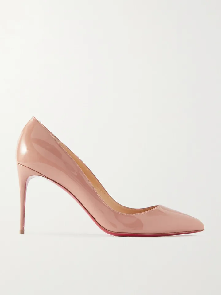 Christian Louboutin - Pigalle Follies 85 Patent-leather Pumps - Neutrals