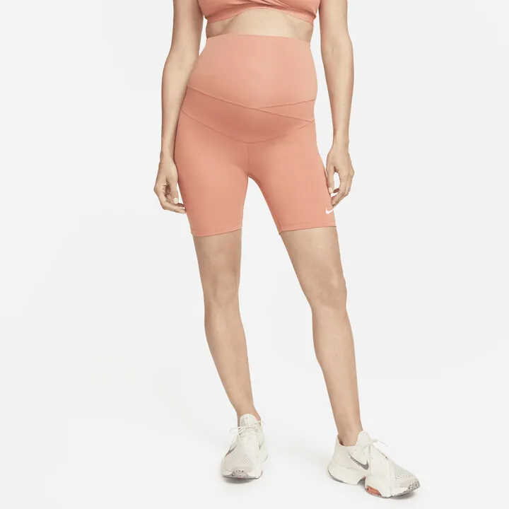 Nike Women's One (M) 7" Biker Shorts (Maternity) in Orange