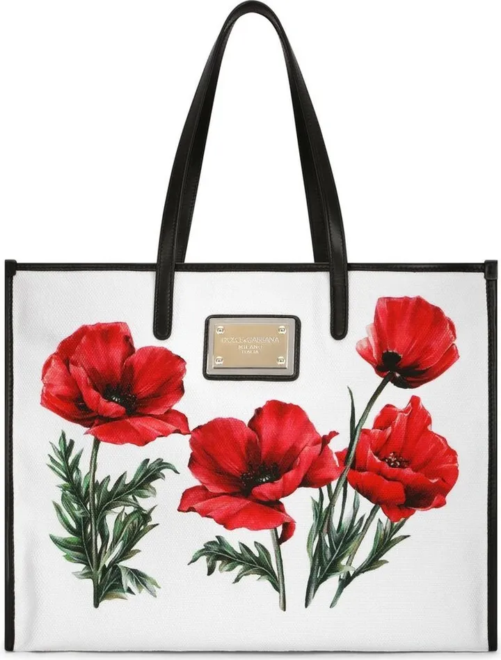 Floral-Print Canvas Tote Bag