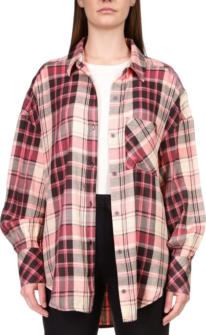 Sanctuary Women's Plaid-Print Drop-Shoulder Tunic Shirt
