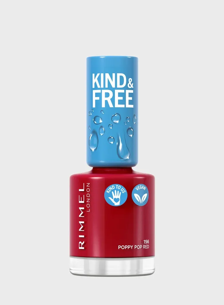 Rimmel Kind & Free Clean Nail Polish – 156 – Poppy Pop Red, 8ml