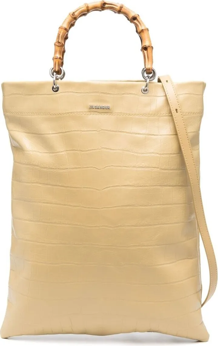 Crocodile-Effect Leather Tote Bag