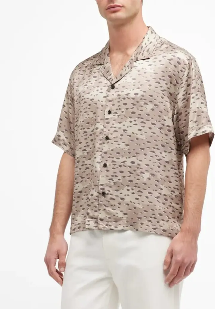 Men's Camo Leopard Camp Shirt